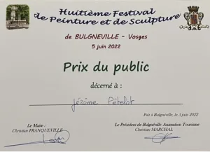 1er prix du public décerné à Jérôme Petelot le 5 juin 2022 à Bulgnéville lors du huitième festival de peinture et de sculpture.